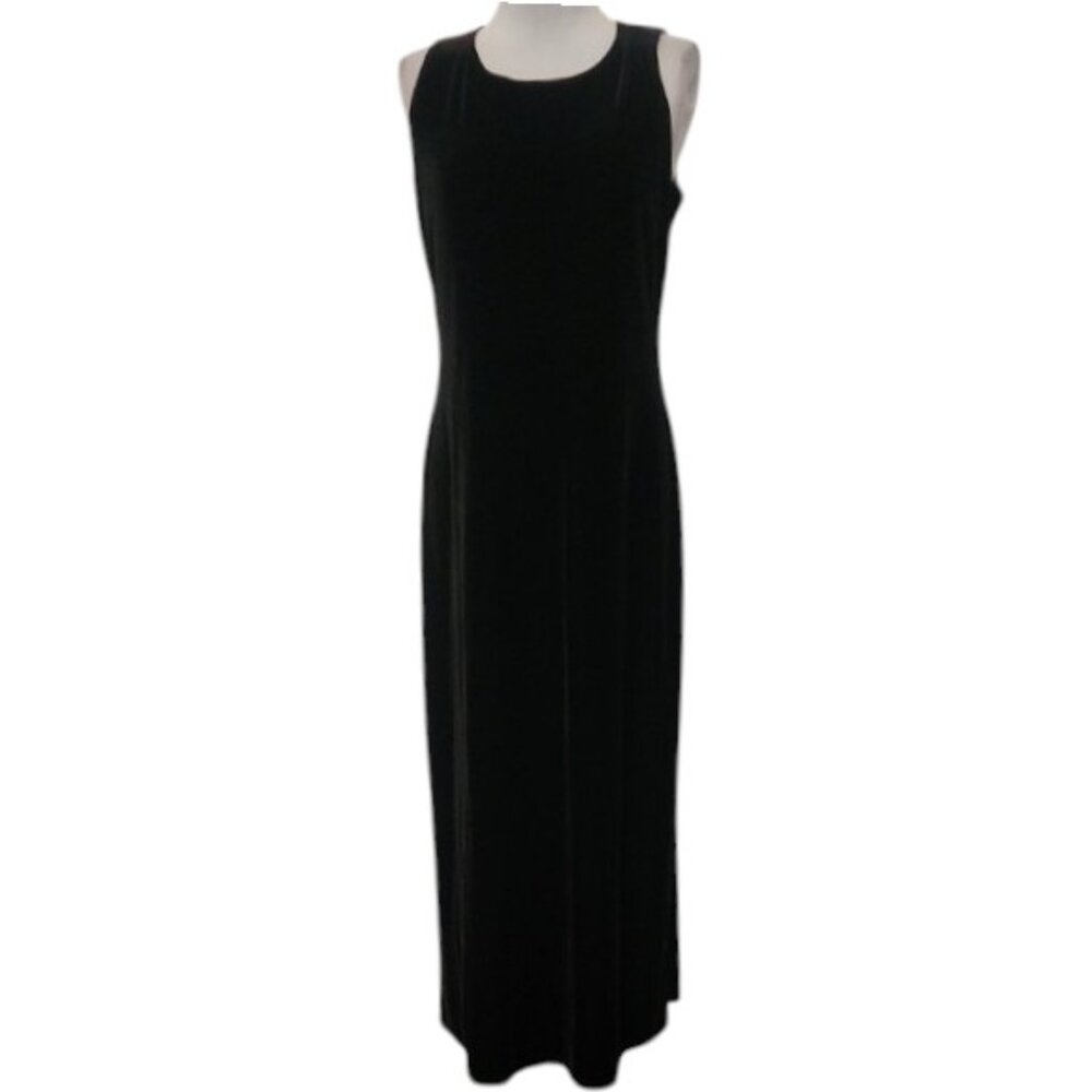 Vintage AGB Dress Black Crushed Velvet Maxi Gown – Size 10